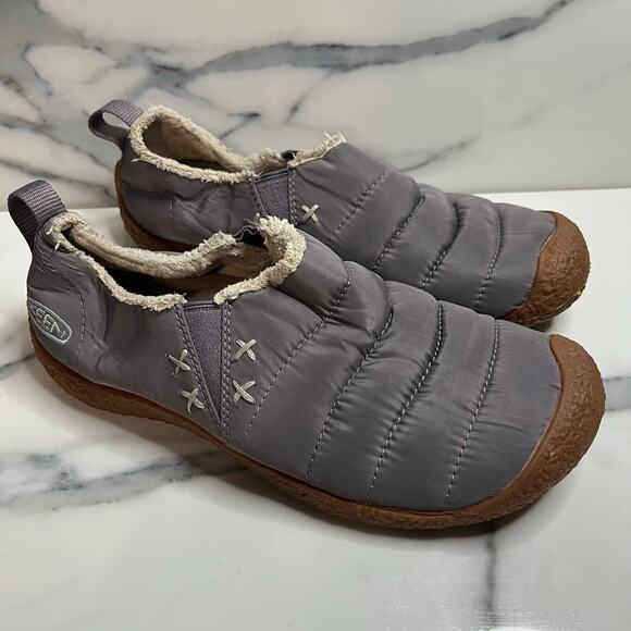 KEEN Womens Gray Howser II Slippers Sz 7 Outdoor Slip Resistant Faux Fur Slip-On - Picture 1 of 5